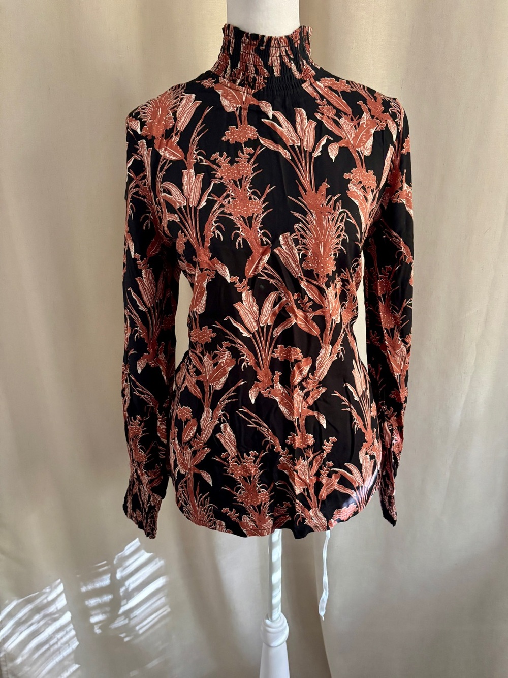 Kaffe Floral Long-Sleeve Blouse — Size M